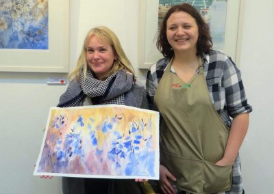 Kate Kos with the winner of demo painting