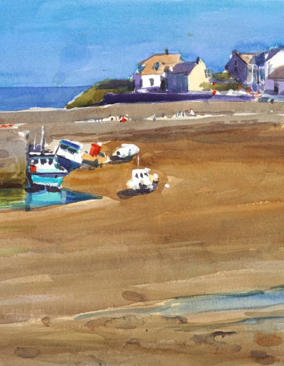 2018 art painting watercolor seascape plein air by Kate Kos - Rush Harbour