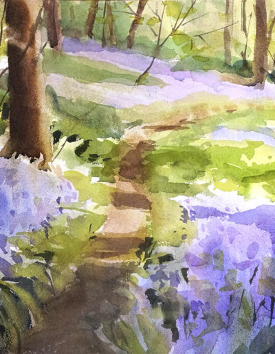 2019 art painting watercolor landscape bluebells by Kate Kos - Blue Carpet