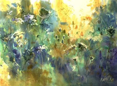 2019 art painting wtercolor floral landscape by Kate Kos - Wilderness
