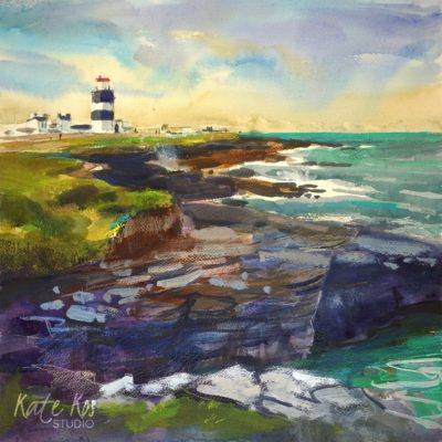 2020 art painting mixed media seascape Hook Head by Kate Kos - Voice of the Sea