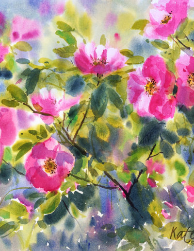 2020 art painting watercolor floral wild rose by Kate Kos - Rose Petals II