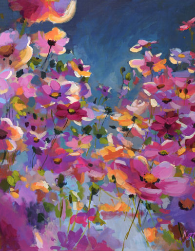 2020 art painting acrylic floral cosmos by Kate Kos - Fireflies