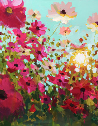 2020 art painting acrylic floral cosmos by Kate Kos - What Dreams May Come