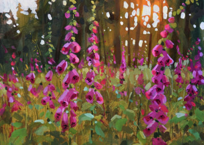2020 art painting acrylic floral foxgloves woodland by Kate Kos - Never Seen