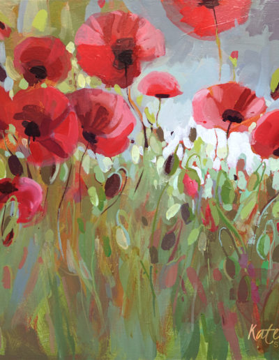 2020 art painting acrylic floral poppies by Kate Kos - Wearing Red