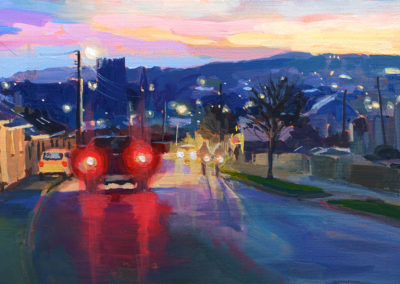 2021 art painting acrylic townscape by Gorey Clonattin by Kate Kos - Lighting Up Gorey