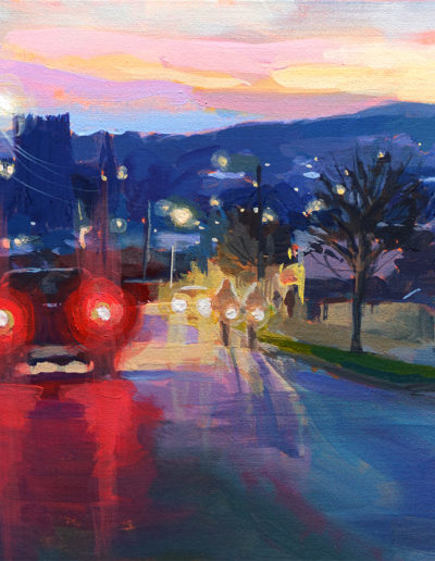 2021 art painting acrylic townscape by Gorey Clonattin by Kate Kos - Lighting Up Gorey