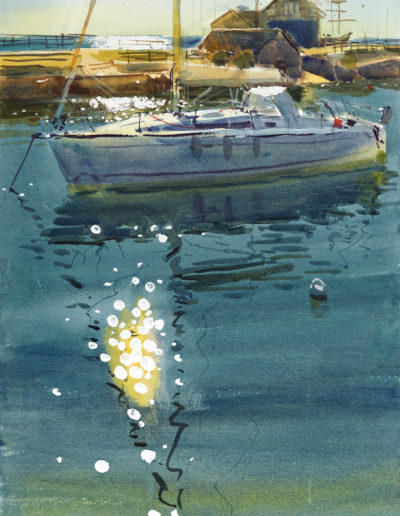 2020 art painting watercolor seascape harbour Courtown by Kate Kos - A Wide Berth