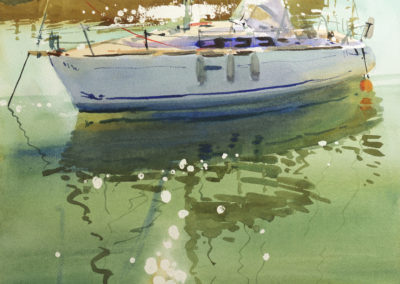 2020 art painting watercolor seascape harbour Courtown by Kate Kos - Sea Melody