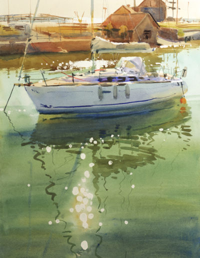 2020 art painting watercolor seascape harbour Courtown by Kate Kos - Sea Melody