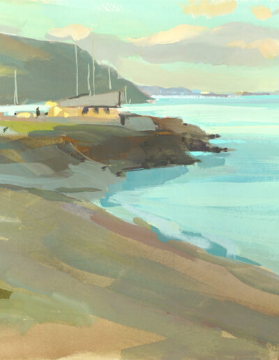 2023 art painting gouache seascape Greystones by Kate Kos - The Cove - Greystones copy